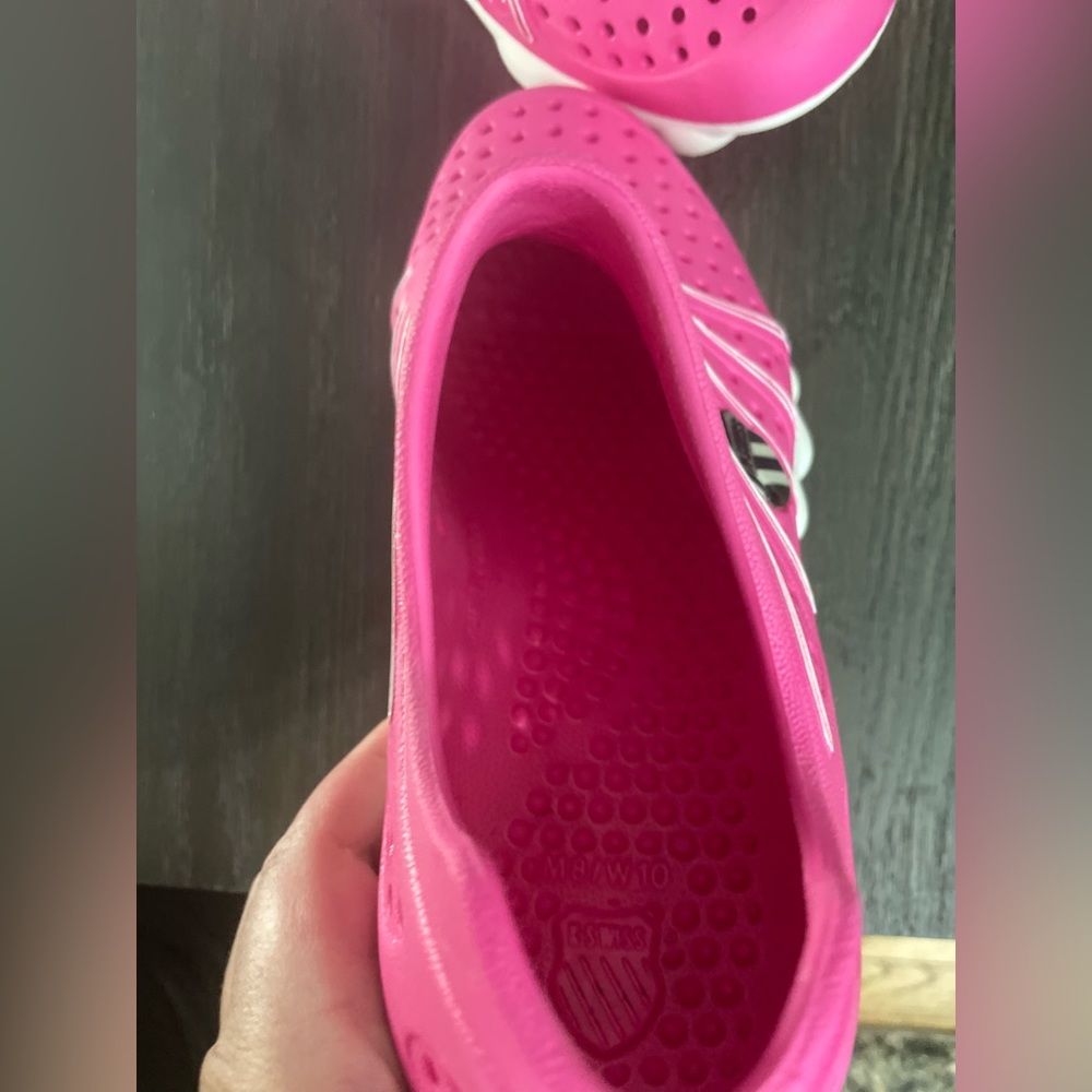 Only Worn 5 mins Pink K Swiss Slip-On Rubber Vertical
Tubes Shoes Women's Sz10 - Picture 9 of 9